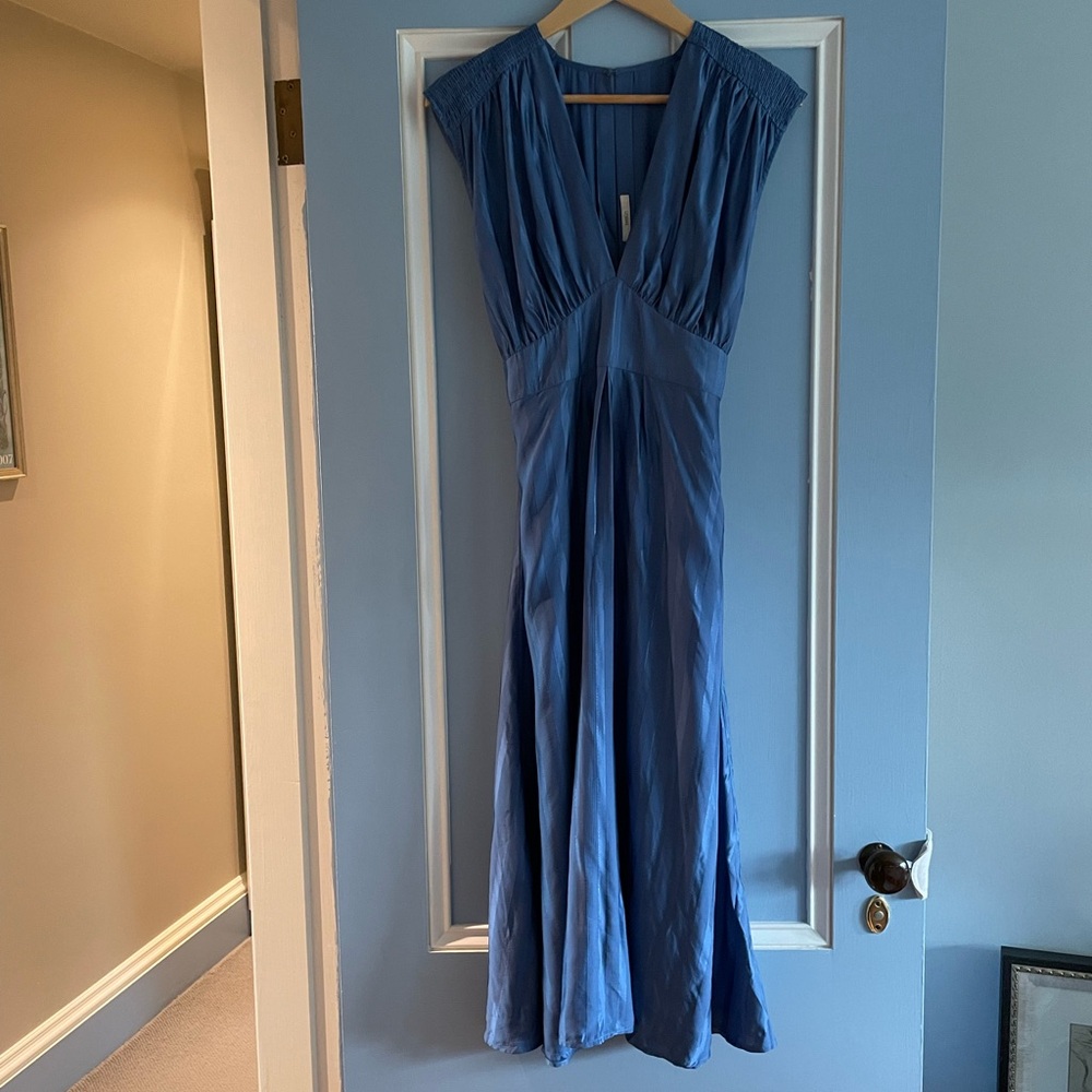 NWOT Sessùn V-Neck French Blue Midi Dress - Augusta Dress